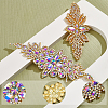 2Pcs 2 Style Flower Pattern Hotfix Rhinestone DIY-WR0003-50-4