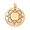 Brass Micro Pave Deep Pink Cubic Zirconia Pendants KK-I360-057G-1