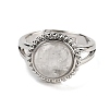 Natural Quartz Crystal Round Adjustable Rings RJEW-K271-02P-03-2