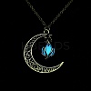 Luminous Alloy Locket Pendant Necklaces NJEW-F284-05B-1