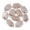 Edge Golden Plated Natural Pink Aventurine Links connectors G-S359-034I-1