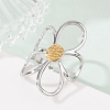 304 Stainless Steel Hollow Flower Open Cuff Rings RJEW-R018-02GP-2