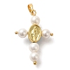 Rack Plating Brass & Acrylic Pearl & Synthetic Turquoise Pendants KK-G488-03G-2
