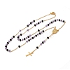201 Stainless Steel & Glass Rosary Bead Necklaces for Women NJEW-B112-01G-02-2