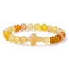 Natural Yellow Agate Round Beads Stretch Bracelets LS-YG0612-10-1