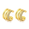 Brass Micro Pave Clear Cubic Zirconia Cuff Earrings EJEW-H158-23G-4