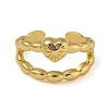Heart Brass Double Layer Open Cuff Rings for Women RJEW-Z050-10G-2