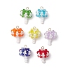 7Pcs 7 Colors Handmade Glass Seed Beaded Mushroom Pendants PALLOY-MZ00621-1