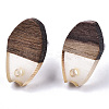 Transparent Resin & Walnut Wood Stud Earring Findings MAK-N032-010A-A03-2
