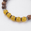 Natural Lava Rock & Wenge Wood Beads & Coconut Stretch Bracelets BJEW-I241-03G-2