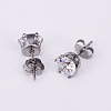 304 Stainless Steel Cubic Zirconia Stud Earrings EJEW-O070-03P-2