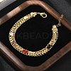Brass Enamel Heart Links Bracelets for Women BJEW-B125-07G-1