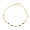 Natural Pink Aventurine & Yellow Aventurine & Tiger Eye Heishi Beads and Natural Cultured Freshwater Pearl Rice Beaded Necklaces for Women NJEW-JN06294-03-2