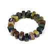 Natural Agate(Dyed & Heated) Square and Rondelle Resin Beaded Stretch Bracelets for Unisex BJEW-Q101-02D-2