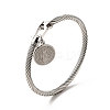 304 Stainless Steel Saint Benedict Charms Twist Rope Bangle for Women BJEW-P283-06C-6