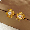 Geometric 304 Stainless Steel Sun Stud Earrings LS-NK4647-2