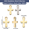 100Pcs 2 Colors Cross 304 Stainless Steel Charms STAS-SC0007-53-2