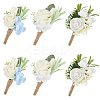 6Pcs 3 Styles Silk Cloth Flower Boutonniere Brooch AJEW-CP0006-34-6