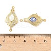 Brass Pave Shell Feather Connector Charms KK-I357-03G-3