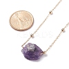 Natural Amethyst Raw Stone Pendant Necklace for Women NJEW-JN03781-03-3