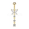 Butterfly Brass Pave Clear Cubic Zirconia Curved Barbell Dangle Belly Rings FS-WGEB4D3-08-1