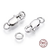 Rhodium Plated 925 Sterling Silver Lobster Claw Clasps STER-T004-84P-4