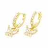 Cubic Zirconia Butterfly Dangle Hoop Earrings EJEW-H086-01G-2