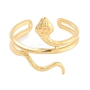 304 Stainless Steel Snake Open Cuff Rings for Women RJEW-K273-09G-2