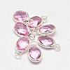 Oval Faceted Silver Color Plated Brass Glass Charms GLAA-O015-01S-1