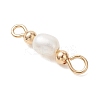 3Pcs 3 Styles Natural Cultured Freshwater Pearl Rice Beaded Links Connector Charms PALLOY-JF04914-02-4
