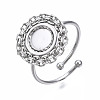 Non-Tarnish 304 Stainless Steel Open Cuff Finger Ring Cabochon Settings STAS-T060-15P-3