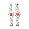 Heart Brass Micro Pave Clear Cubic Zirconia Fold Over Clasps KK-U059-42P-1