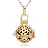 Golden Tone Brass Hollow Round Cage Pendants KK-J232-04G-1