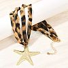 Ocean Alloy Starfish Pendant 2-Strand Leopard Print Polyester Cord Necklaces for Women NJEW-A066-06G-1