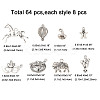 64Pcs 8 Styles Carnival Theme Tibetan Style Alloy Pendants TIBE-FP0001-12-6