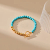 Synthetic Turquoise & Brass Round Beaded Bracelets for Women EH2612-1