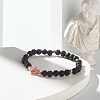 Natural Garnet & Lava Rock Round Beads Stretch Bracelets Set BJEW-JB06982-01-8