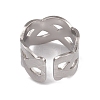 304 Stainless Steel Hollow Out Wave Open Cuff Rings for Women RJEW-G285-29P-3