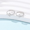Cross 925 Sterling Silver Micro Pave Clear Cubic Zirconia Hoop Earrings EJEW-K317-06P-3