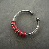 304 Stainless Steel Enamel Disc Beaded Adjustable Open Rings FS-WGAD8B0-11-1