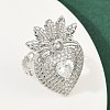 Brass Micro Pave Clear Cubic Zirconia Cuff Rings RJEW-P155-04A-P-3