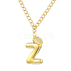 304 Stainless Steel Clear Cubic Zirconia Heart & Letter Pendant Curb Chain Necklaces for Women NJEW-FS00012-27Z-1