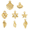 8Pcs 8 Styles Ocean Theme Brass Micro Pave Cubic Zirconia Pendants KK-TA0003-32-2