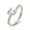 Rack Plating Brass Cubic Zirconia Arabic Letters Adjustable Rings for Women RJEW-S407-10P-11-1