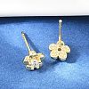 Brass Micro Pave Clear Cubic Zirconia Stud Earrings EJEW-F405-15G-4
