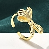 Rack Plating Brass Micro Pave Clear Cubic Zirconia Cuff Finger Rings for Women RJEW-M028-31G-02-3