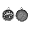 Tibetan Style Alloy Carved Birds Pendant Cabochon Bezel Settings X-TIBEP-M018-13AS-NF-1