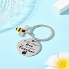 Teacher's Day Gift 201 Stainless Steel Flat Round with Word Keychains KEYC-FS0001-09-7