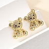 Bear Brass Micro Pave Cubic Zirconia Stud Earrings & Pendant Necklaces Sets SJEW-Z002-01G-3