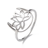 Non-Tarnish Hollow Out Lotus 304 Stainless Steel Finger Ring for Women RJEW-E073-06P-1